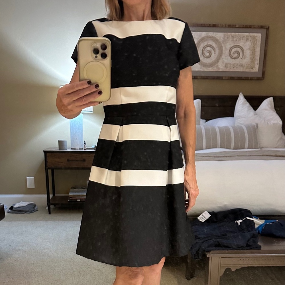 Structured Black & White Short-sleeve Dress